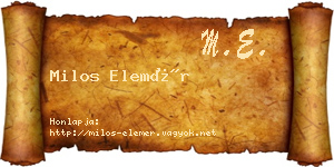 Milos Elemér névjegykártya